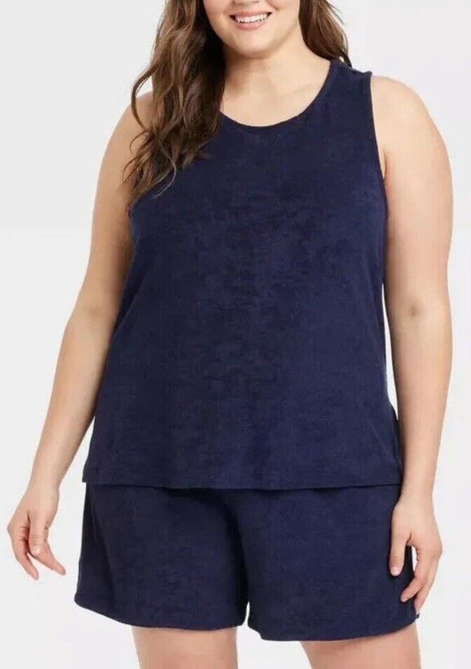 A New Day French Terry Tank Top Navy Blue Women’s 1X NWOT